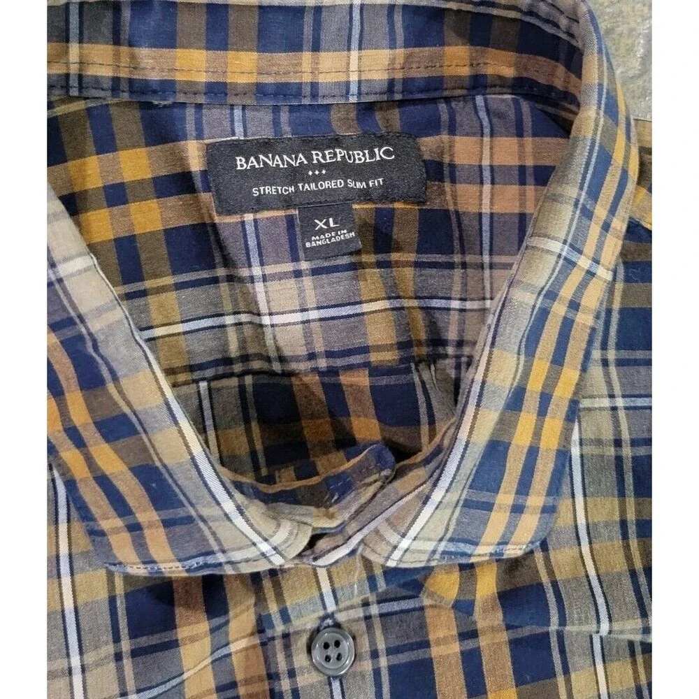 Mens Banana Republic Stretch Tailored Slim Fit Long Sleeve Button Up Shirt XL